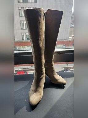 Lifestride Tall Women's Knee-High Suede Boots in Taupe